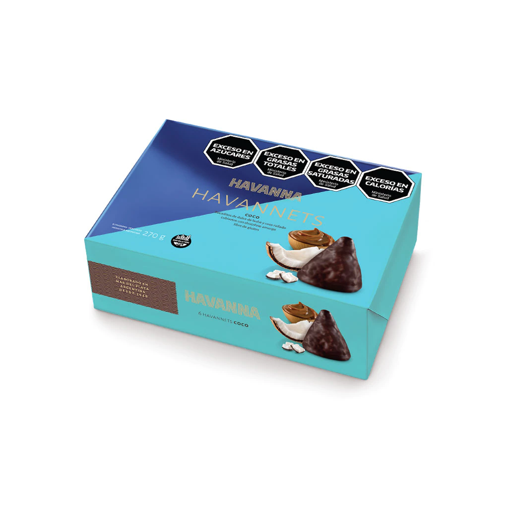 Havannets Coconut and Dark Chocolate Cones Box - 6 Units - GLUTEN FREE