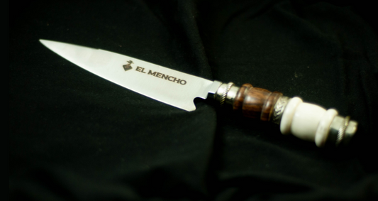 Polished Bone and Wood Handle with Three Nickel Silver Accents (15 cm)